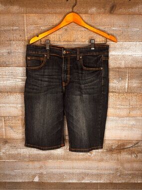 Cargo Men's Y2K 2000s baggy dark Wash Denim Shorts jorts skater grunge